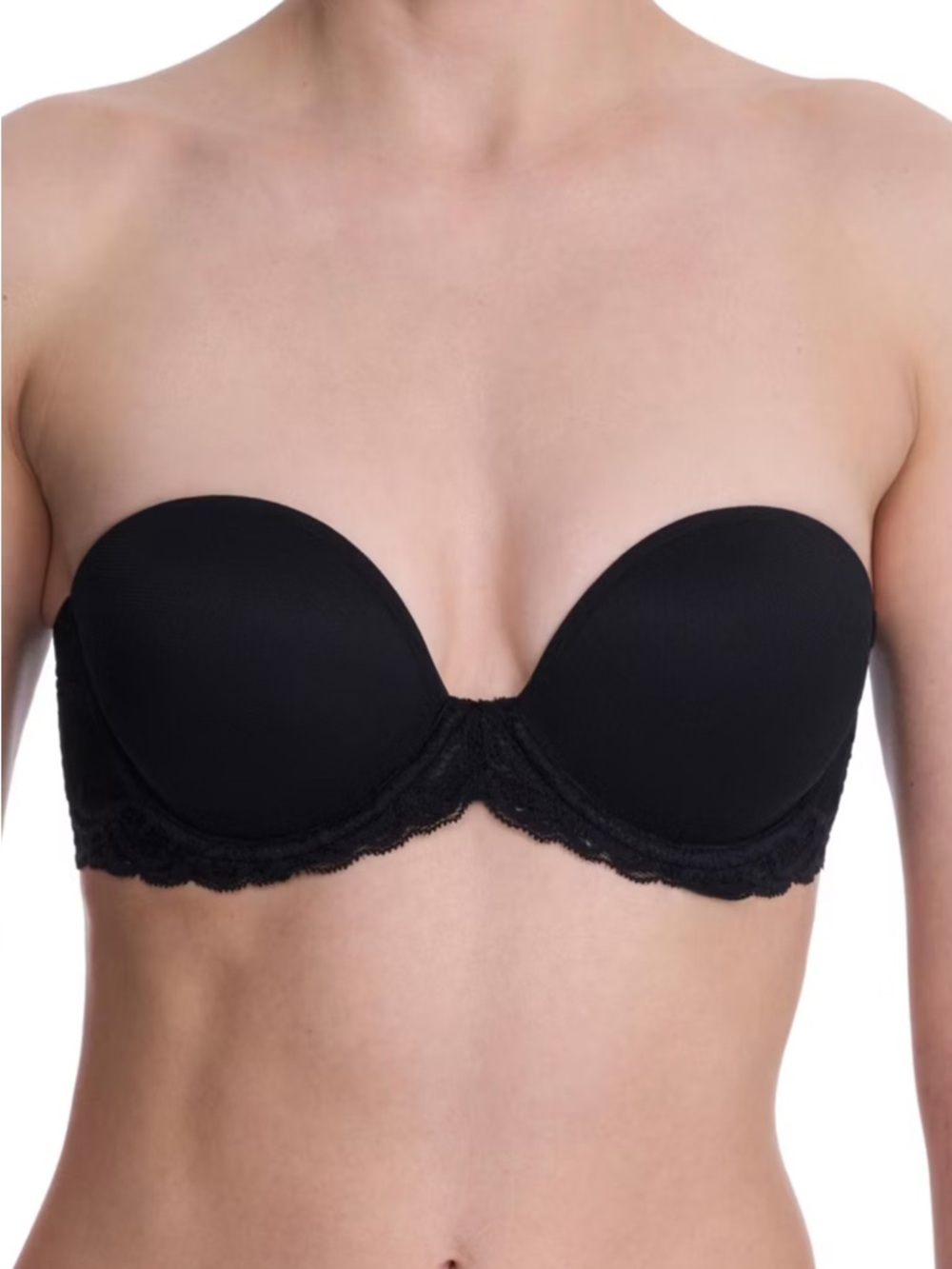 Natori Feathers Strapless Bra 34C Black Lace 729080